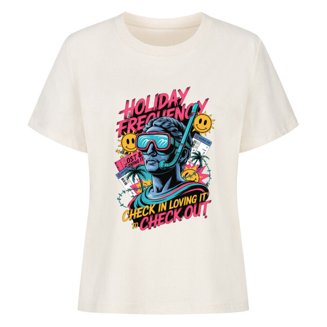 Holiday Frequency Damen T-Shirt with Retro Travel Design – TeeTreeTrendz