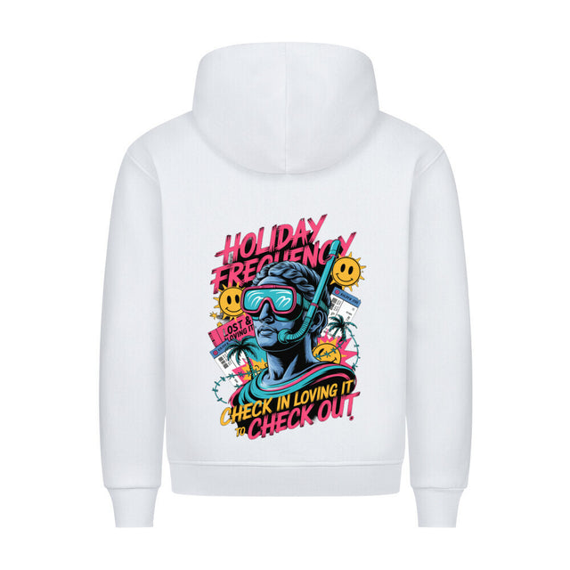 Holiday Frequency Hoodie - Retro-Design mit Smileys und Palmen