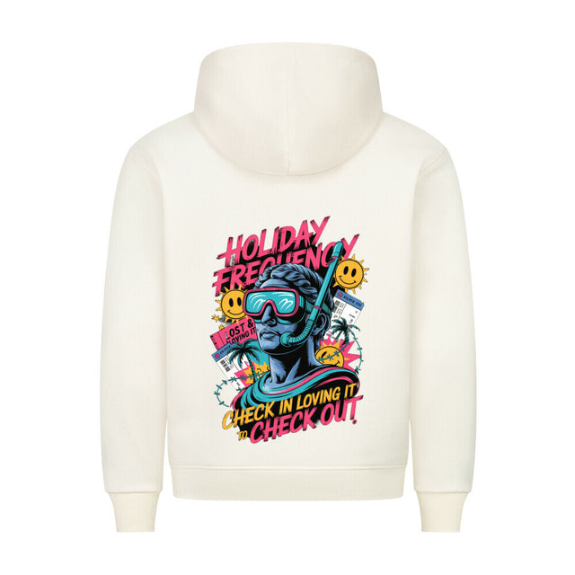 Holiday Frequency Hoodie - Retro-Design mit Smileys und Palmen | TeeTreeTrendz