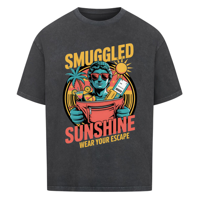 Smuggled Sunshine Oversized T-Shirt with Retro Tropical Design – TeeTreeTrendz