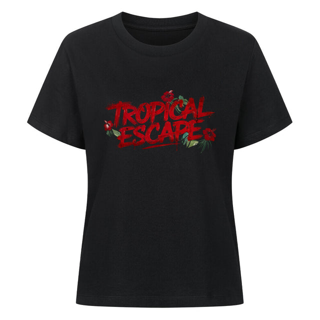 Tropical Escape Cropped Damen-Shirt with Hibiskus Design – TeeTreeTrendz