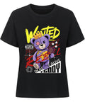 Wanted Rebel Teddy Damen T-Shirt – lila Teddy mit Weltkarte & Krone auf femininem Schnitt