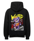 Oversized Hoodie mit Wanted Rebel Teddy Motiv – lila Teddy mit Krone & Weltkarte