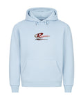 Resonance Premium Hoodie in Weiß mit großem Backprint aus Taube, roter Rose, Ketten und Streetwear Typografie