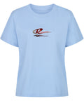 Damen T-Shirt mit großem Resonance Backprint in Rot, Schwarz und Weiß mit Taube, Rose und künstlerischem Statement-Design auf der Rückseite