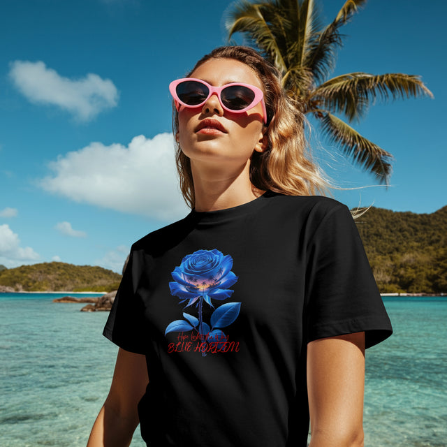 Premium T-Shirt Damen Blue Horizon Flower
