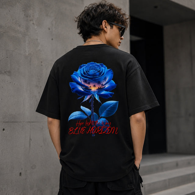 Oversized T-Shirt Blue Horizon Flower
