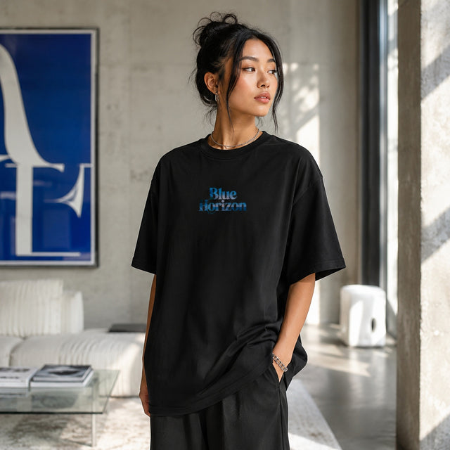 Oversized T-Shirt Blue Horizon Flower