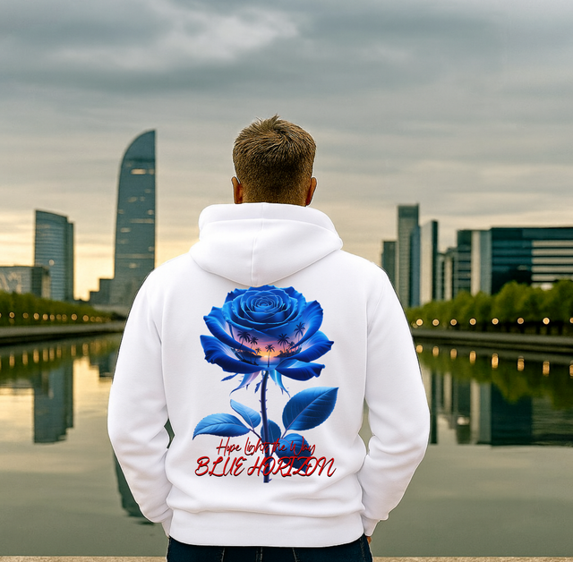 Premium Hoodie Blue Horizon Flower