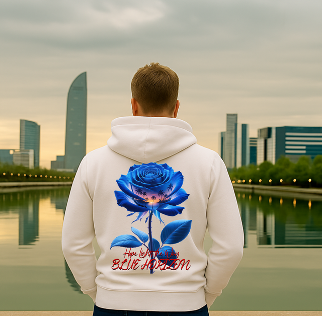 Premium Hoodie Blue Horizon Flower