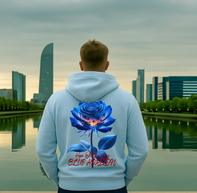 Premium Hoodie Blue Horizon Flower